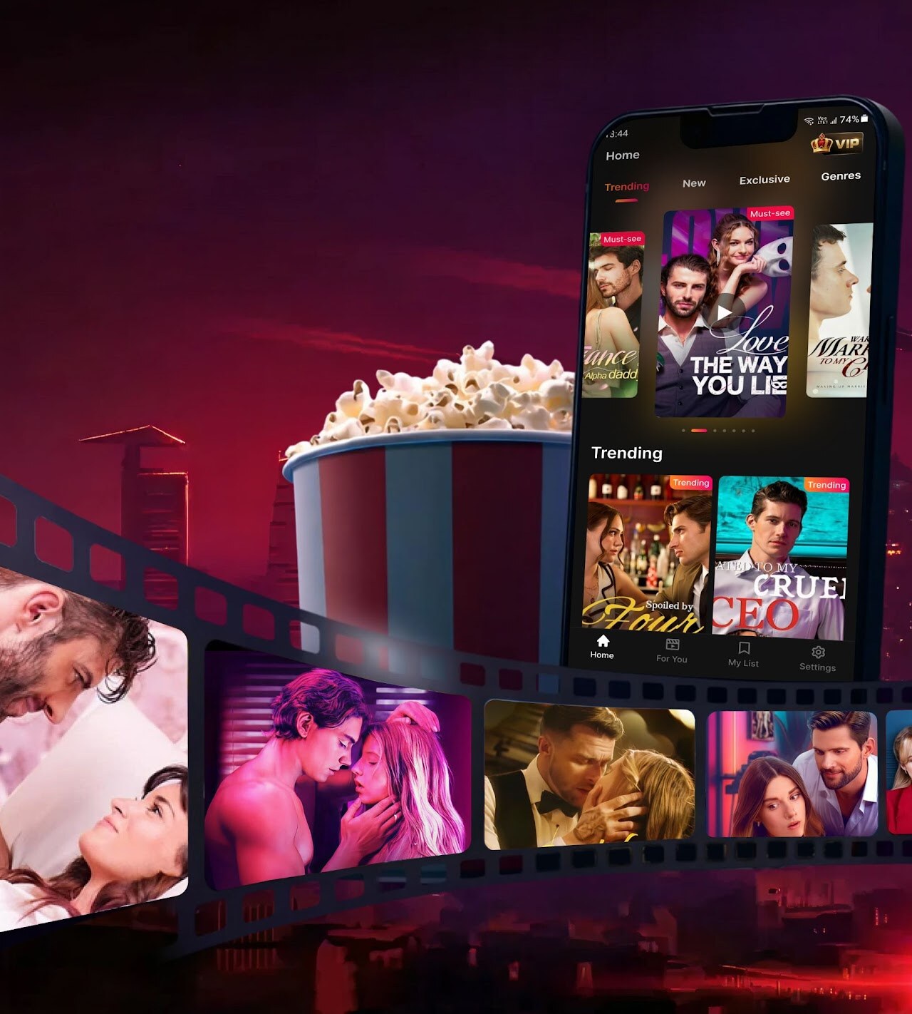 DramaTales app showing trending short dramas and hot reels on a phone